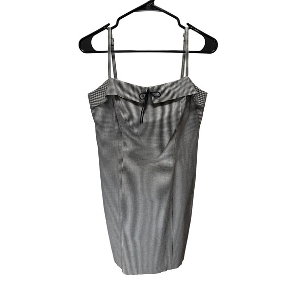 LOFT Dresses & Skirts - Ann Taylor LOFT Gingham Sheath Dress Womens 6 Black White Plaid Bow Retro‎ 90s